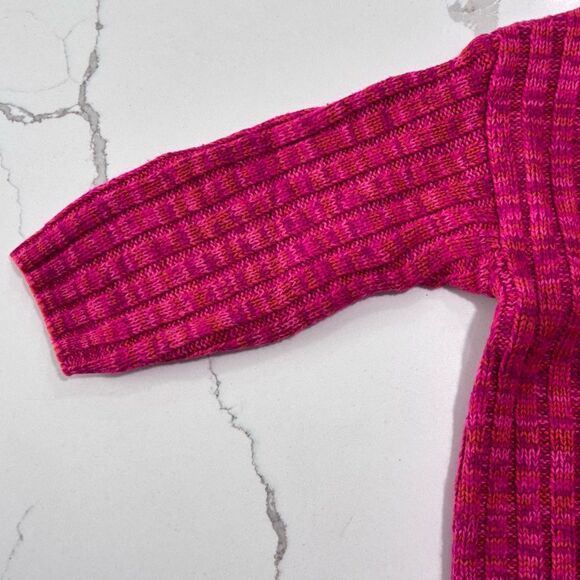Plaid Moose | Girls Crewneck Heart Knit Pink Orange Sweater - Picture 13 of 15